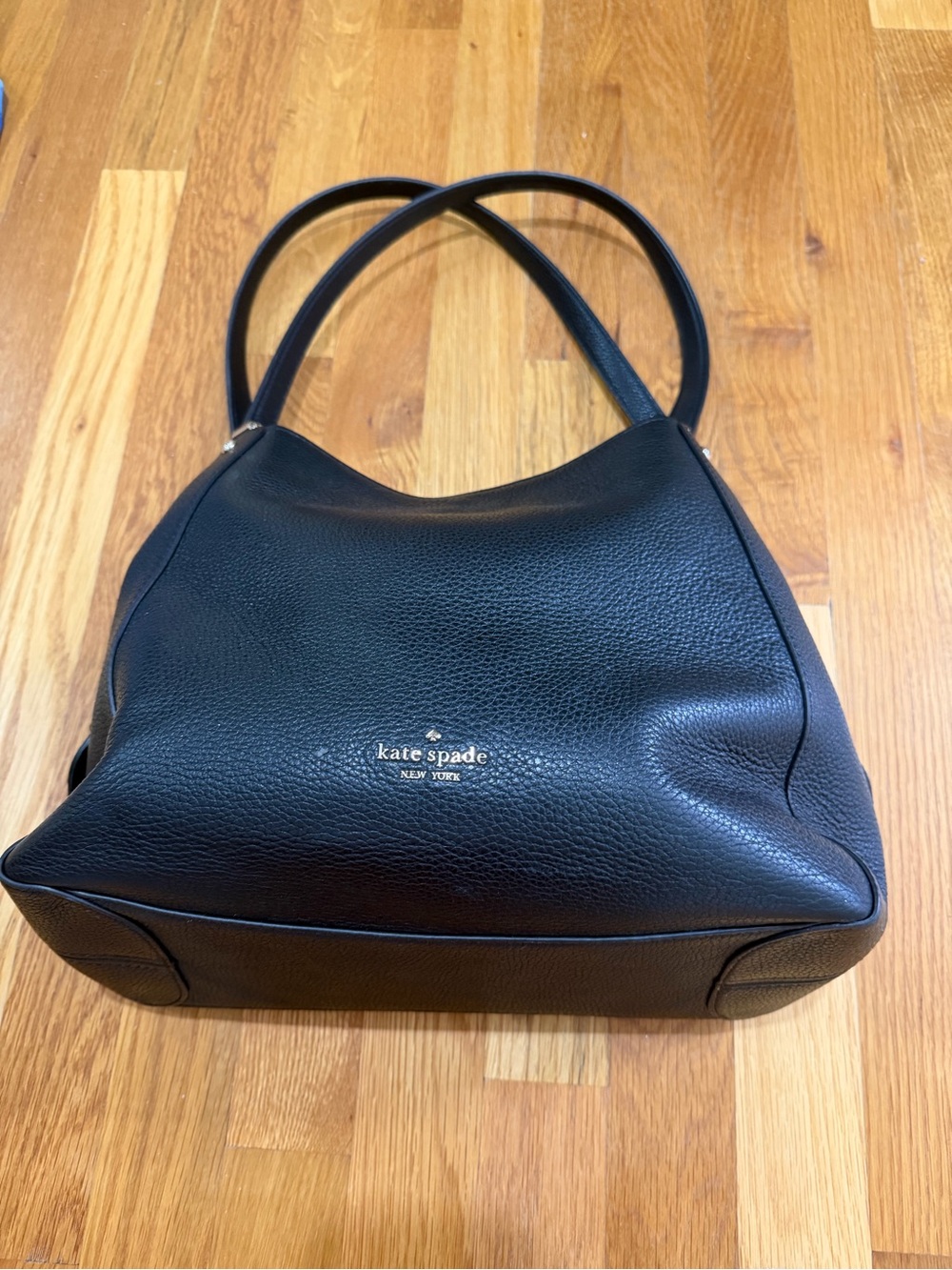 kate spade black pebbled leather shoulder tote